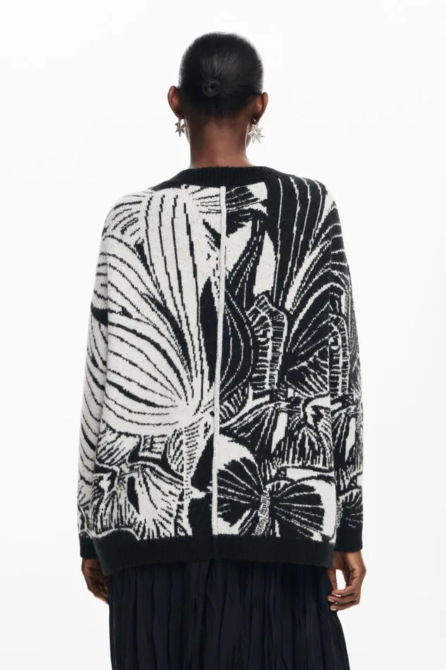 Sweaters Women Desigual Printed Cardigan Black