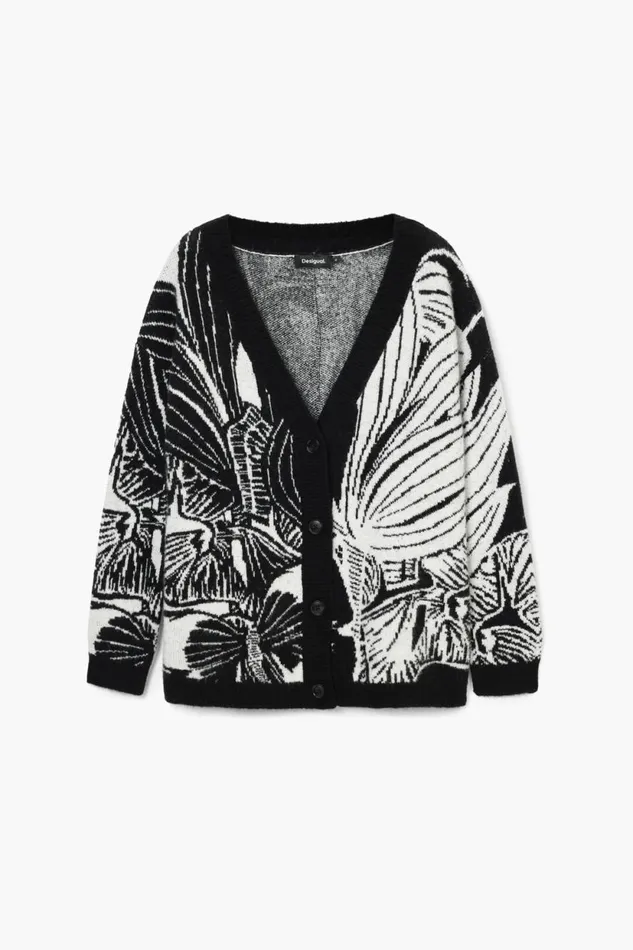 Sweaters Women Desigual Printed Cardigan Black