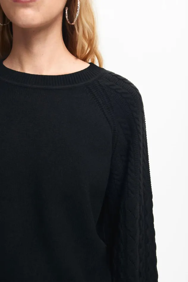 Sweaters Women Desigual Textured Sleeve Sweater Black