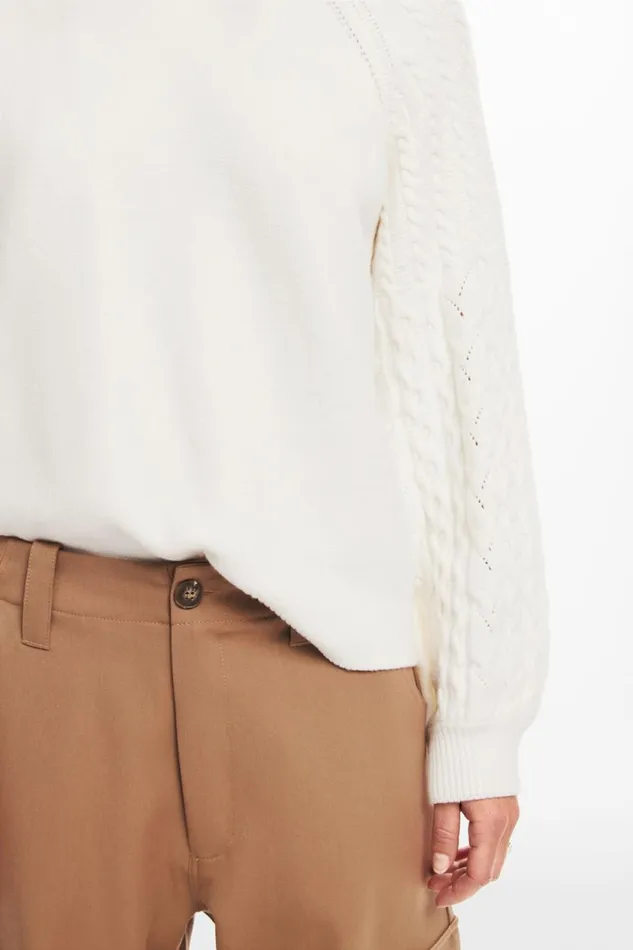 Sweaters Women Desigual Textured Sleeve Sweater White
