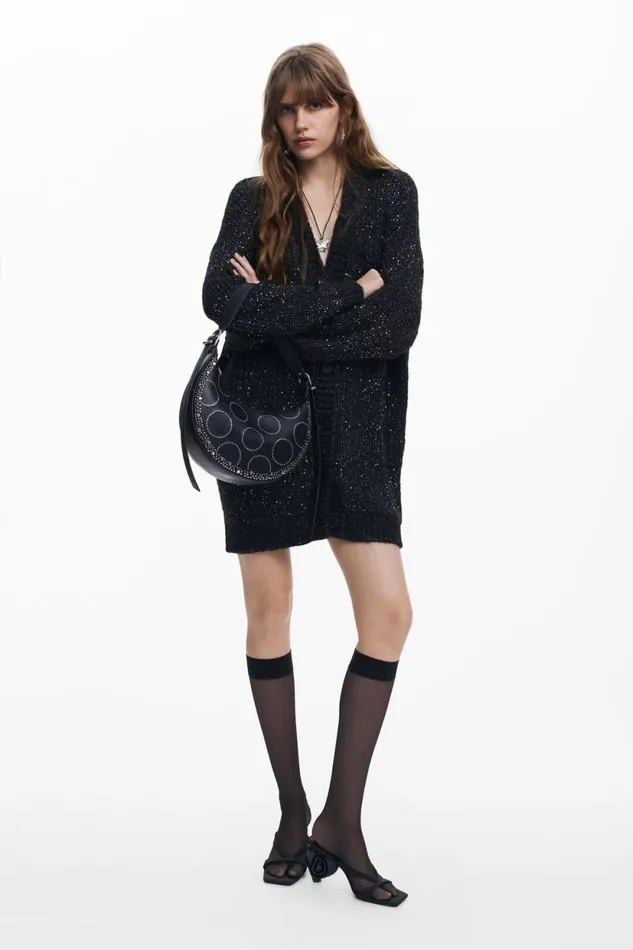 Sweaters Women Desigual Vneck Knit Jacket Black