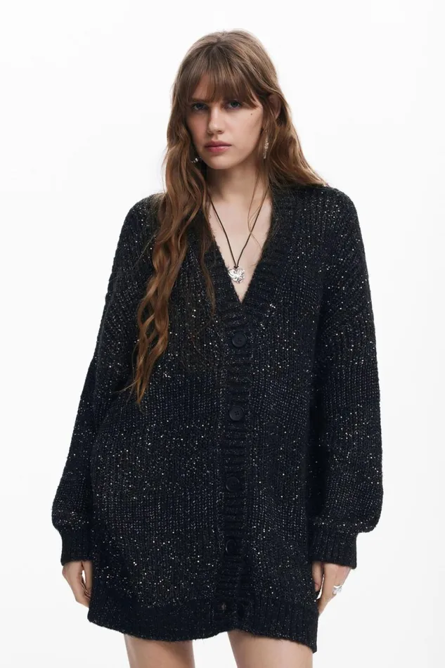 Sweaters Women Desigual Vneck Knit Jacket Black