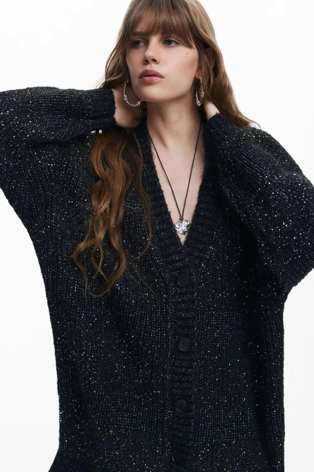 Sweaters Women Desigual Vneck Knit Jacket Black