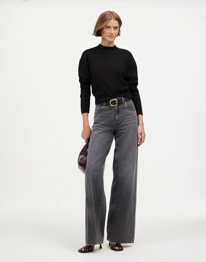 Sweaters Women Madewell AlpacaBlend Mockneck Puff Sleeve Sweater True Black