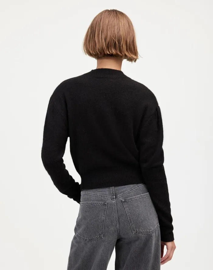 Sweaters Women Madewell AlpacaBlend Mockneck Puff Sleeve Sweater True Black