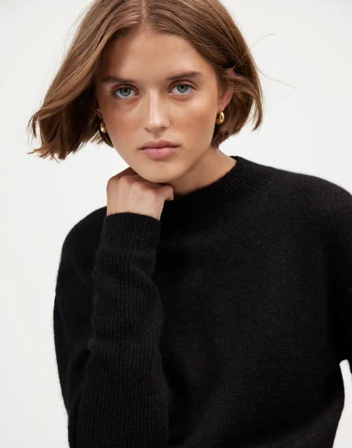 Sweaters Women Madewell AlpacaBlend Mockneck Puff Sleeve Sweater True Black