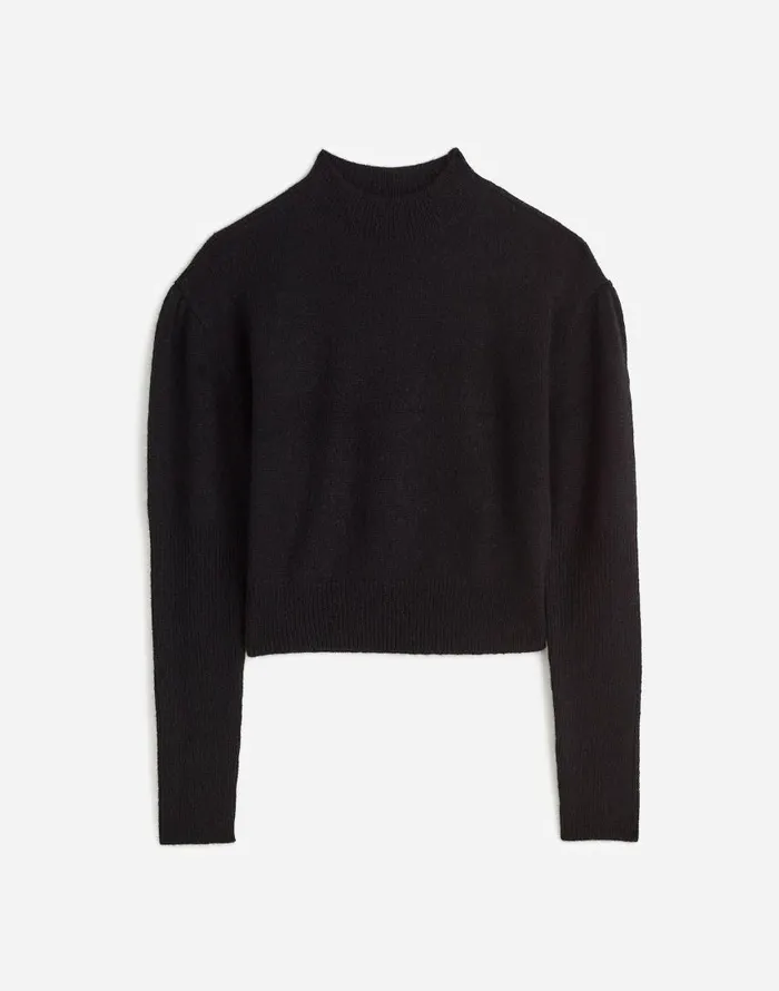 Sweaters Women Madewell AlpacaBlend Mockneck Puff Sleeve Sweater True Black