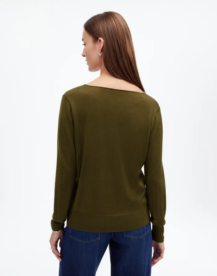 Sweaters Women Madewell Merino WoolSilk Blend VNeck Sweater Faded Ivy