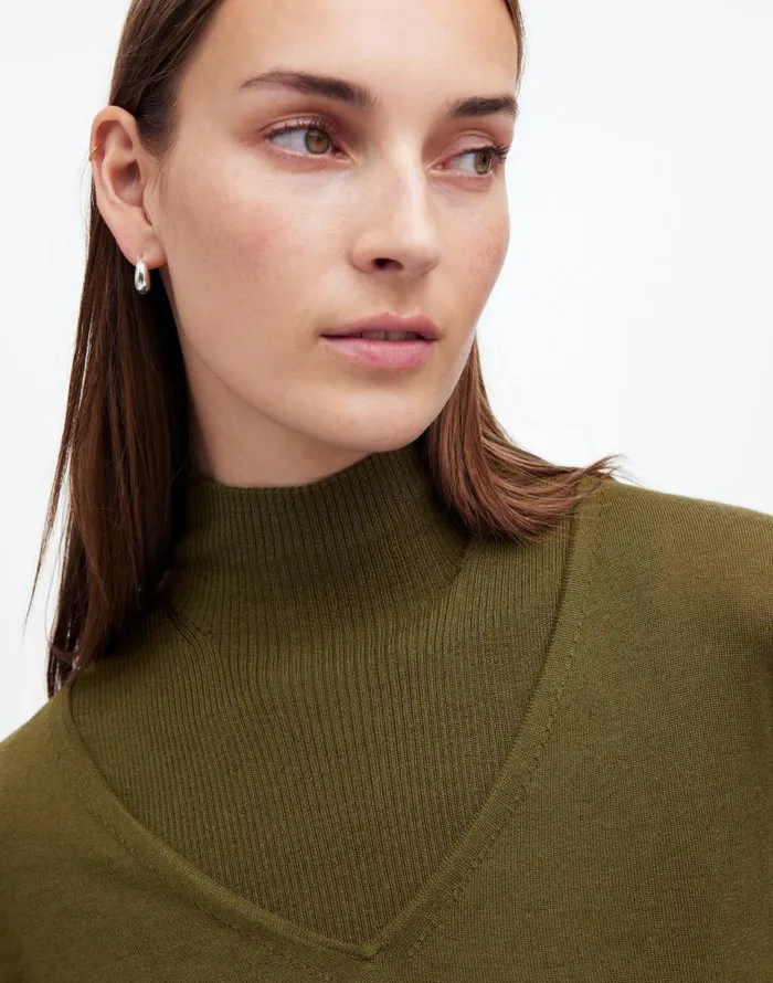 Sweaters Women Madewell Merino WoolSilk Blend VNeck Sweater Faded Ivy