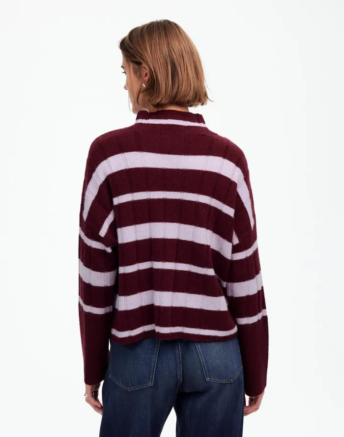 Sweaters Women Madewell Ribbed CashmereWool Blend Pullover Sweater Cabernet Stripe