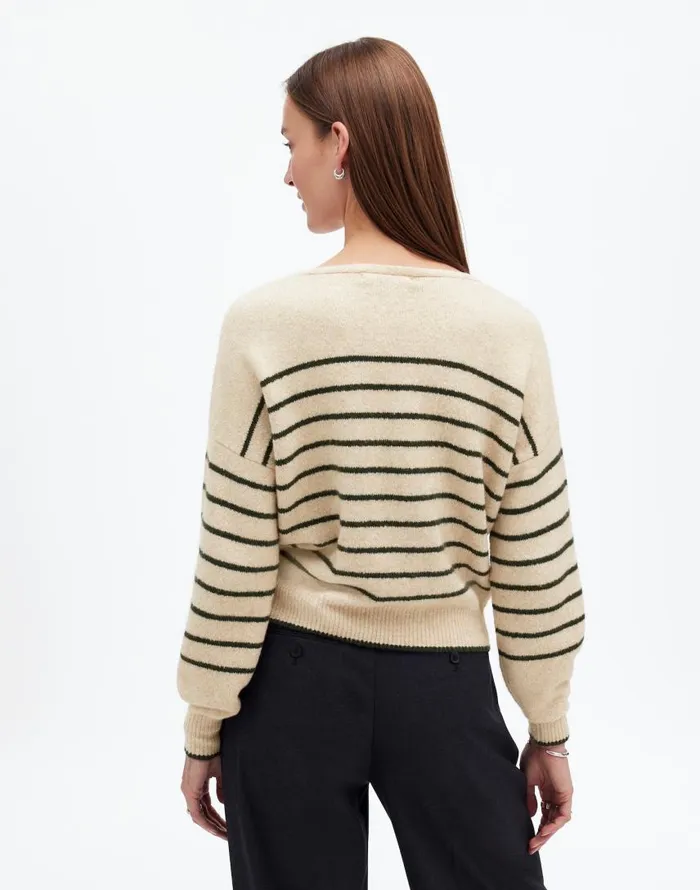 Sweaters Women Madewell Wedged VNeck Sweater Luxury Forest Stripe
