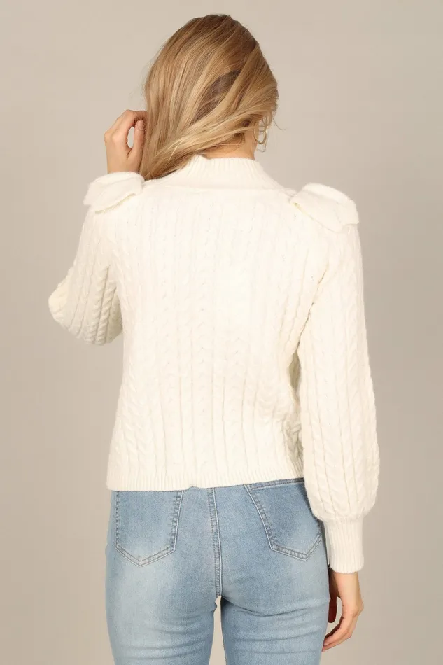 Sweaters Women Petal and Pup Annette Frilled Knit Sweater Ivory