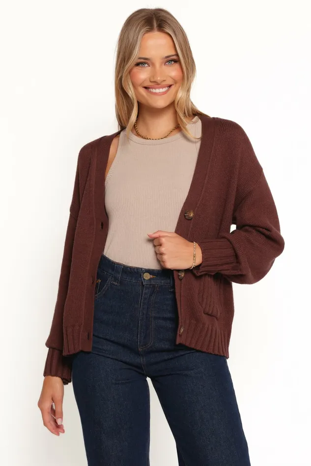 Sweaters Women Petal and Pup Eden Button Front Cardigan Brown