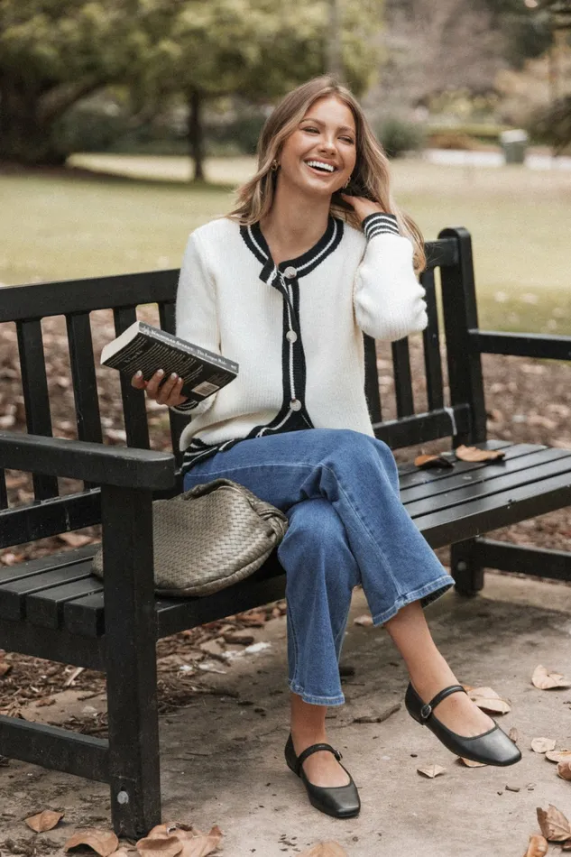 Sweaters Yorkshire Contrast Hem Cardigan Cream 8211 Petal and Pup Women