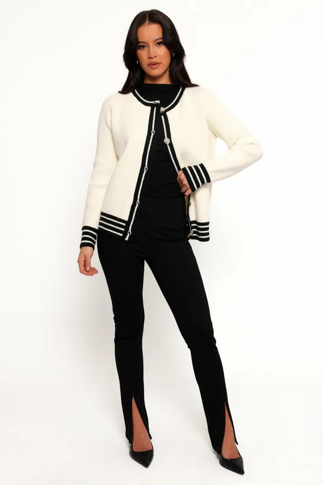 Sweaters Yorkshire Contrast Hem Cardigan Cream 8211 Petal and Pup Women