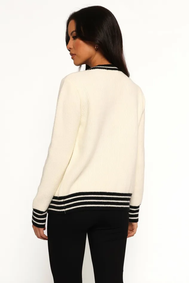 Sweaters Yorkshire Contrast Hem Cardigan Cream 8211 Petal and Pup Women