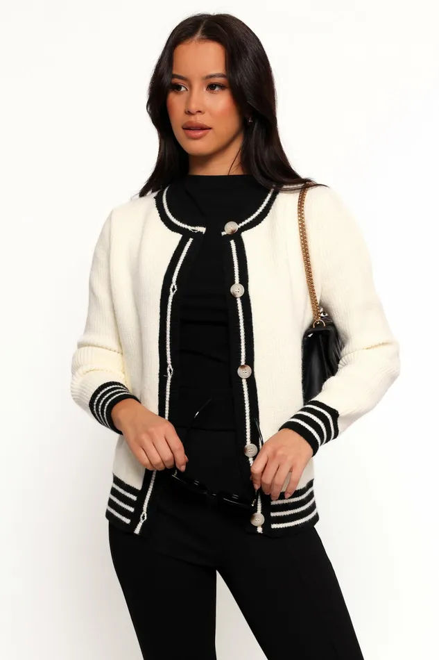 Sweaters Yorkshire Contrast Hem Cardigan Cream 8211 Petal and Pup Women