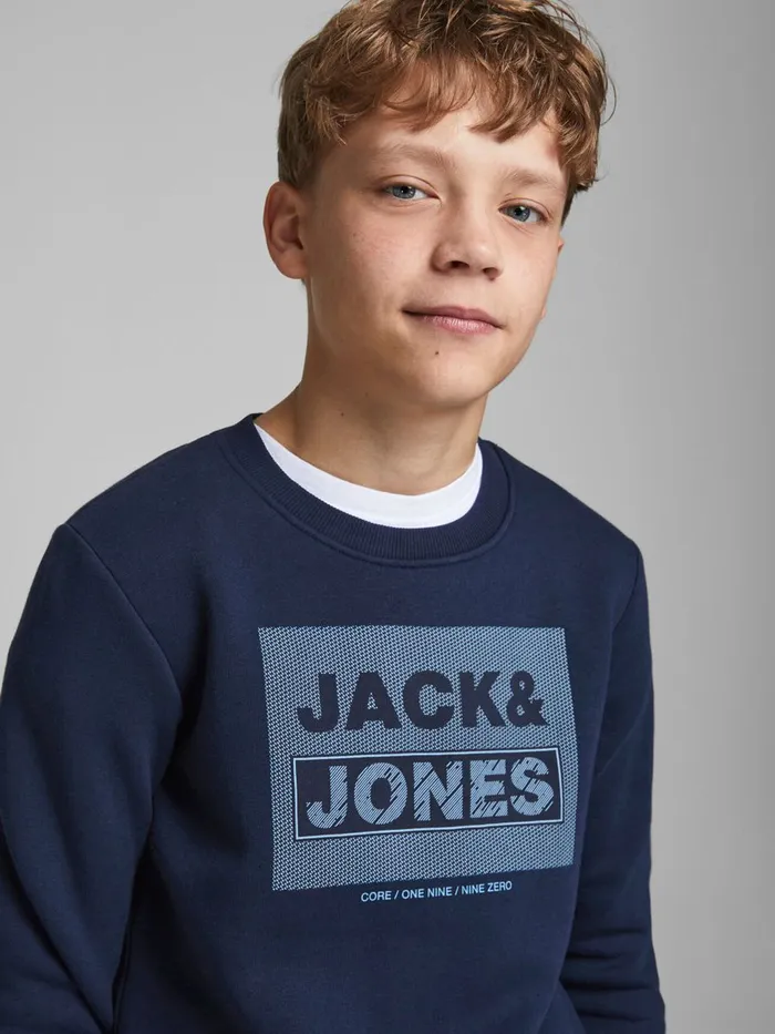 Sweatshirts JACK and JONES Junior BOYS CREW NECK SWEATSHIRT Blue Navy Blazer Casaul
