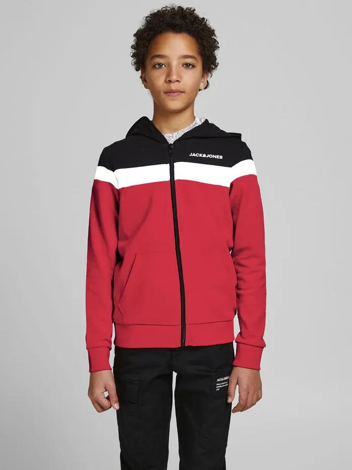 Sweatshirts JACK and JONES Junior BOYS LOOPBACK ZIP HOODIE Red True Red Gift Ideas Sweatshirts JACK and JONES Junior BOYS LOOPBACK ZIP HOODIE Red True Red Gift Ideas
