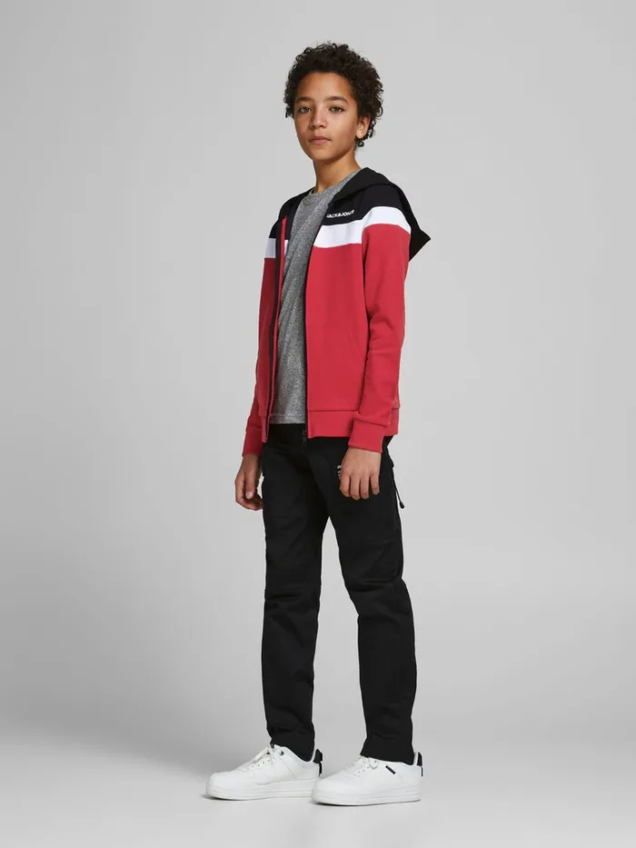 Sweatshirts JACK and JONES Junior BOYS LOOPBACK ZIP HOODIE Red True Red Gift Ideas