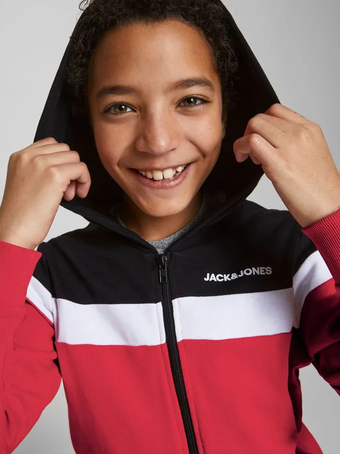 Sweatshirts JACK and JONES Junior BOYS LOOPBACK ZIP HOODIE Red True Red Gift Ideas