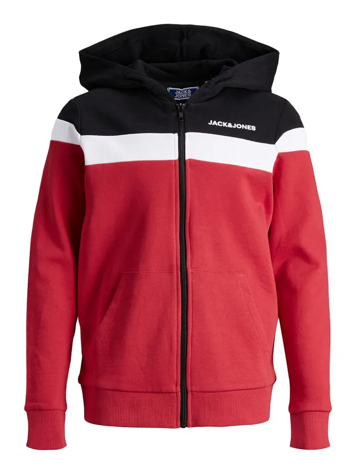 Sweatshirts JACK and JONES Junior BOYS LOOPBACK ZIP HOODIE Red True Red Gift Ideas