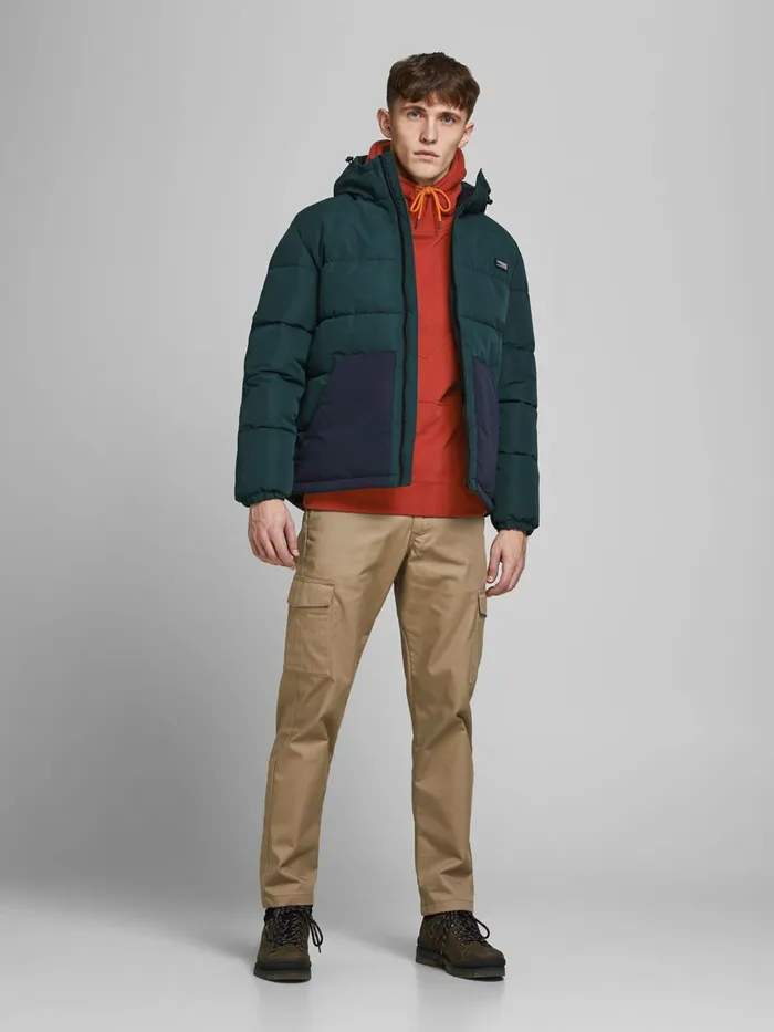 Sweatshirts JACK and JONES Mens ASYMMETRIC CUTLINE HOODIE Red Red Ochre For Sale