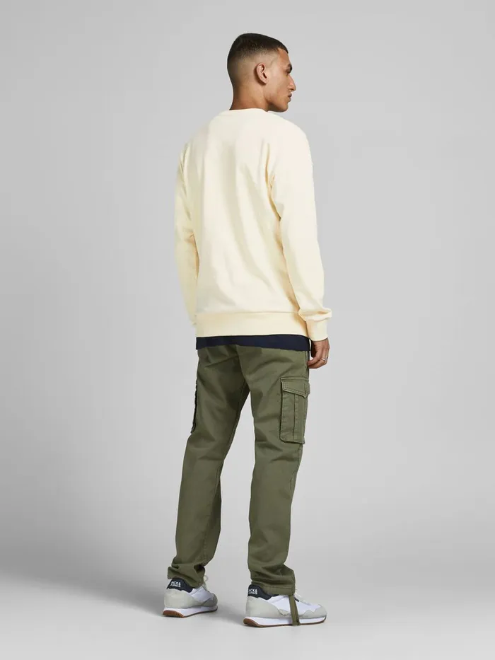 Sweatshirts JACK and JONES Mens ASYMMETRIC LOGO PRINT SWEATSHIRT Beige Seedpearl Gift for Friend