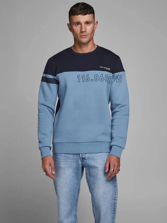 Sweatshirts JACK and JONES Mens BRUSHED LOOPBACK SWEATSHIRT Blue Blue Heaven Gift Ideas Sweatshirts JACK and JONES Mens BRUSHED LOOPBACK SWEATSHIRT Blue Blue Heaven Gift Ideas