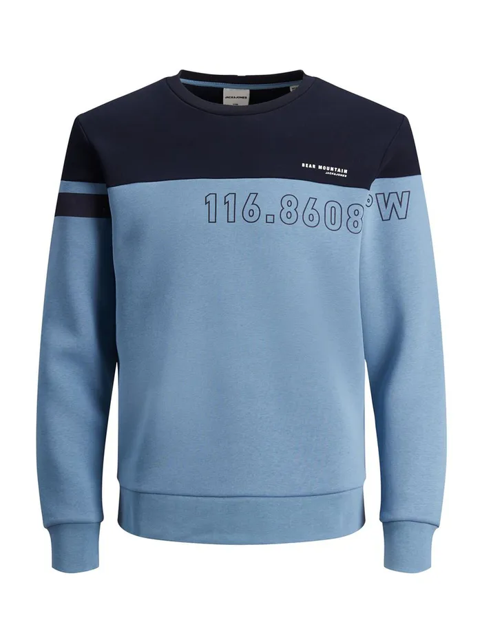 Sweatshirts JACK and JONES Mens BRUSHED LOOPBACK SWEATSHIRT Blue Blue Heaven Gift Ideas