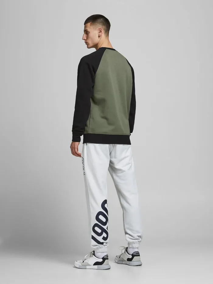 Sweatshirts JACK and JONES Mens COLOUR BLOCK RAGLAN SWEATSHIRT Green Oil Green Casaul