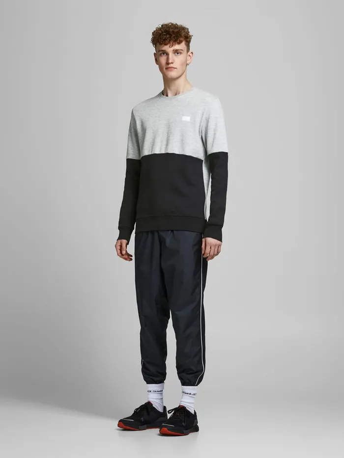 Sweatshirts JACK and JONES Mens COLOUR BLOCK SWEATSHIRT Grey Light Grey Melange On Sale