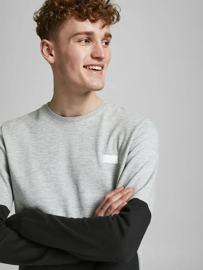 Sweatshirts JACK and JONES Mens COLOUR BLOCK SWEATSHIRT Grey Light Grey Melange On Sale