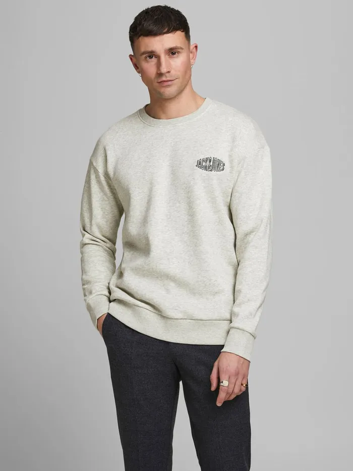 Sweatshirts JACK and JONES Mens CREW NECK SWEATSHIRT Grey White Melange Near Me Sweatshirts JACK and JONES Mens CREW NECK SWEATSHIRT Grey White Melange Near Me