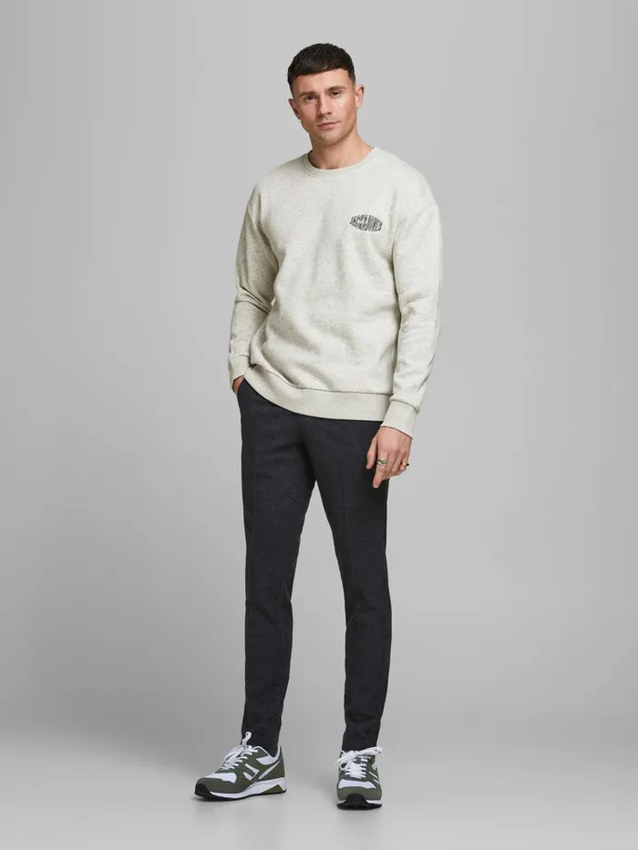 Sweatshirts JACK and JONES Mens CREW NECK SWEATSHIRT Grey White Melange Near Me