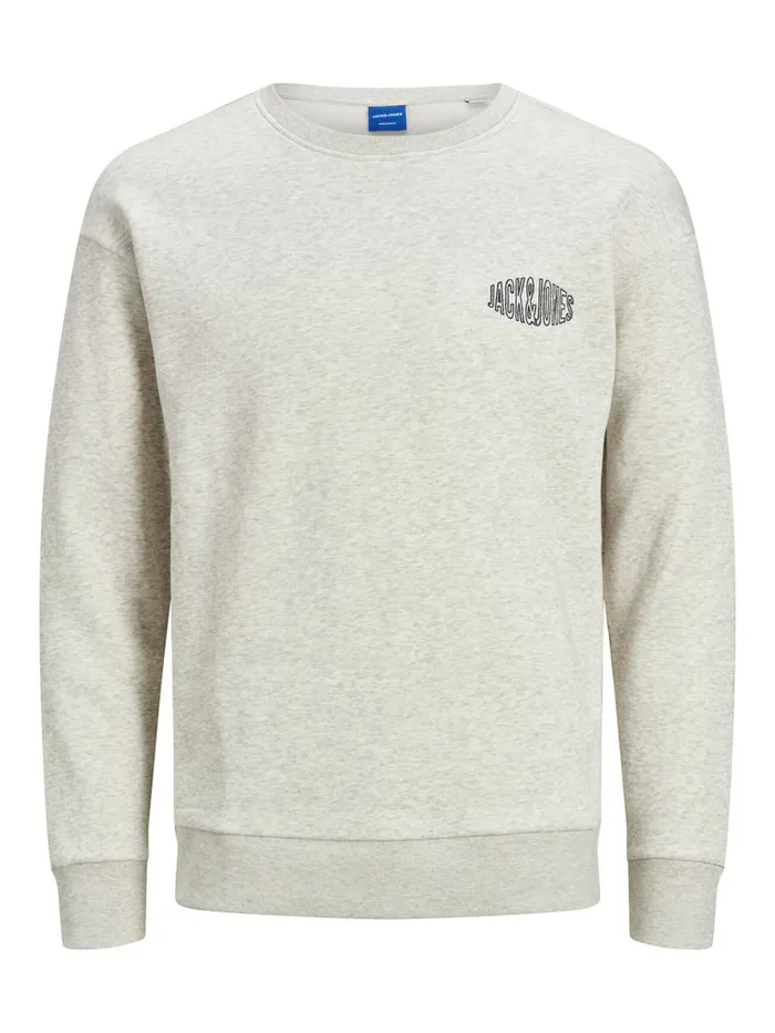 Sweatshirts JACK and JONES Mens CREW NECK SWEATSHIRT Grey White Melange Near Me