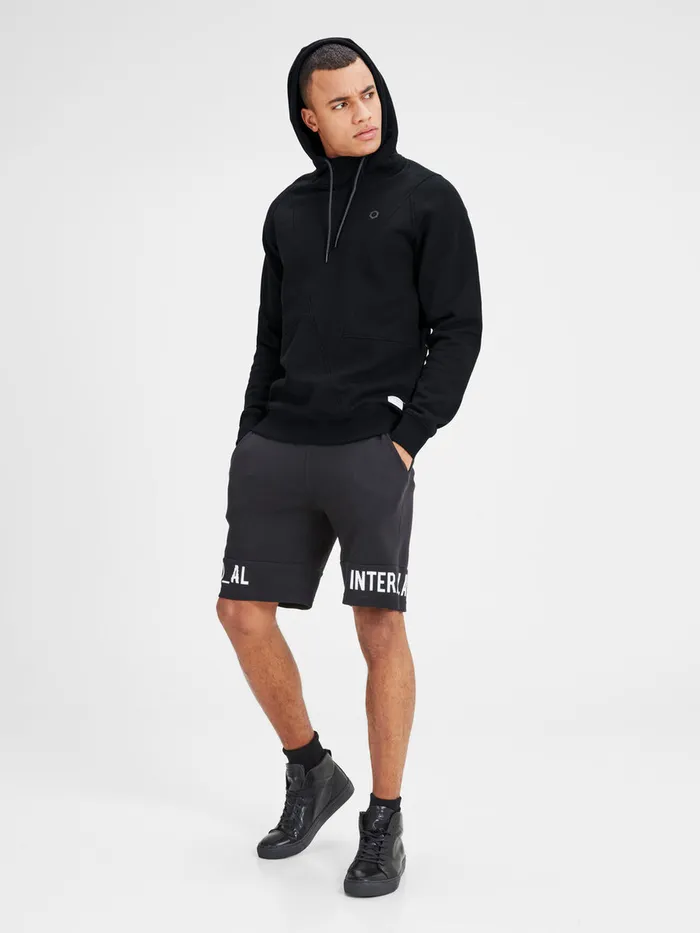 Sweatshirts JACK and JONES Mens DETAILED HOODIE SWEATSHIRT Black Black Cheap On Sale