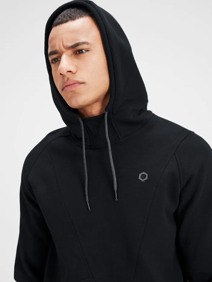 Sweatshirts JACK and JONES Mens DETAILED HOODIE SWEATSHIRT Black Black Cheap On Sale