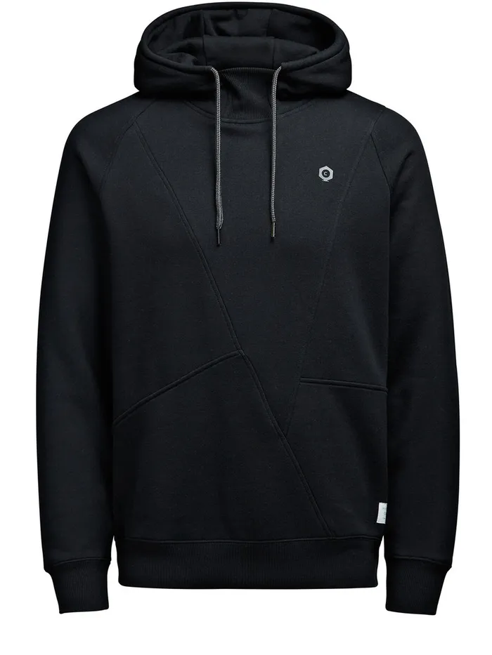 Sweatshirts JACK and JONES Mens DETAILED HOODIE SWEATSHIRT Black Black Cheap On Sale