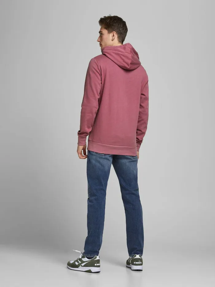 Sweatshirts JACK and JONES Mens KANGAROO POCKET HOODIE Pink Hawthorn Rose Near Me