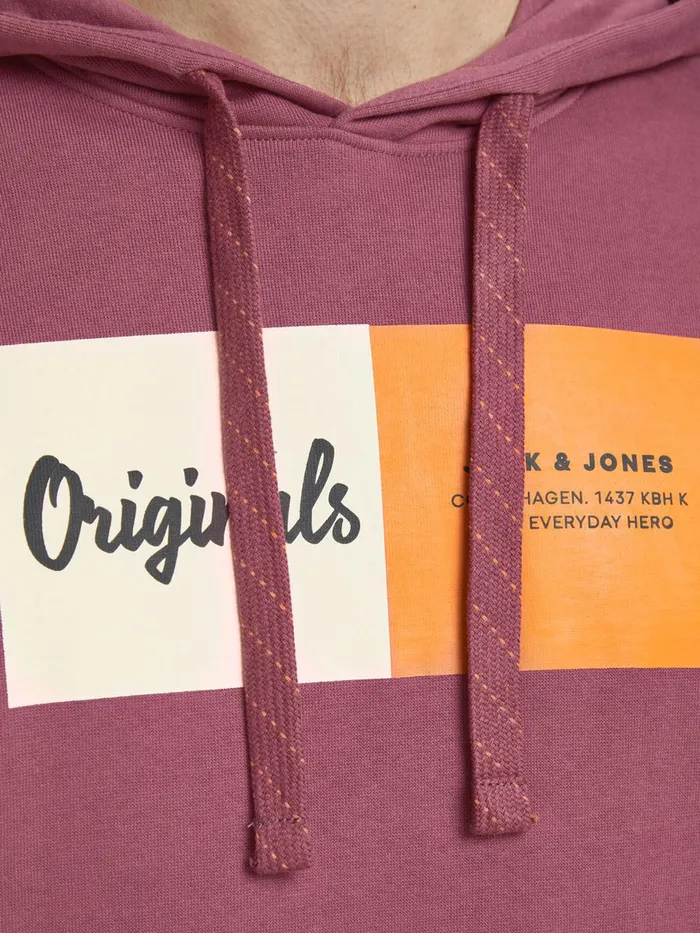 Sweatshirts JACK and JONES Mens KANGAROO POCKET HOODIE Pink Hawthorn Rose Near Me