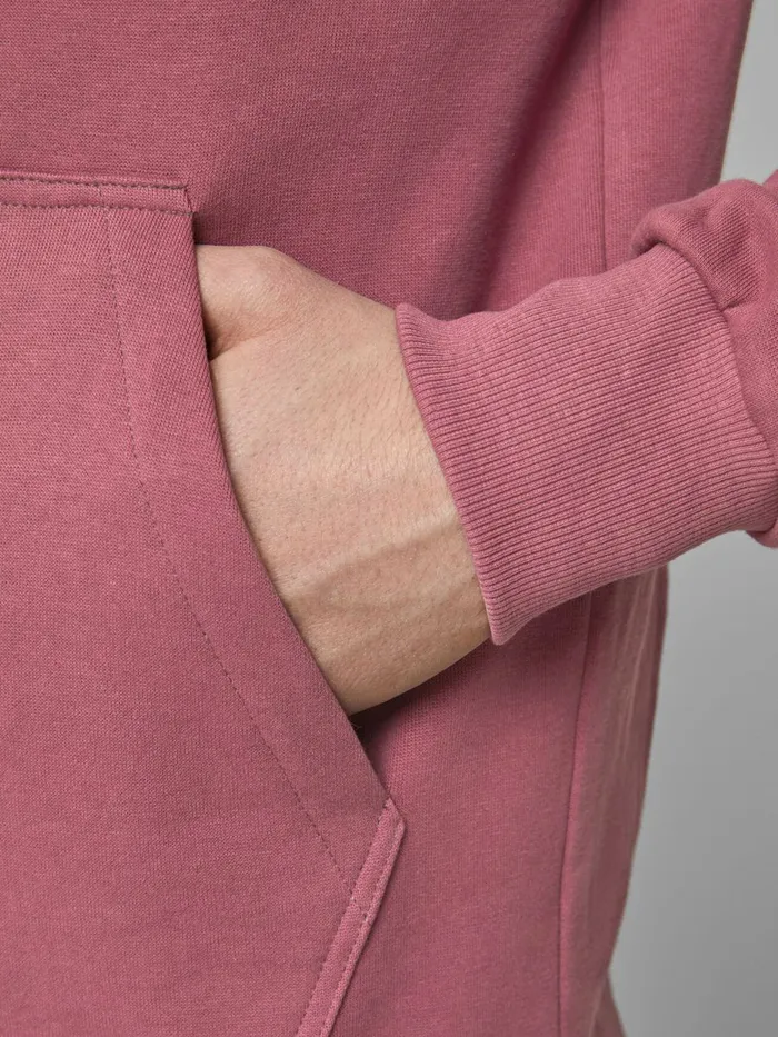 Sweatshirts JACK and JONES Mens KANGAROO POCKET HOODIE Pink Hawthorn Rose Near Me