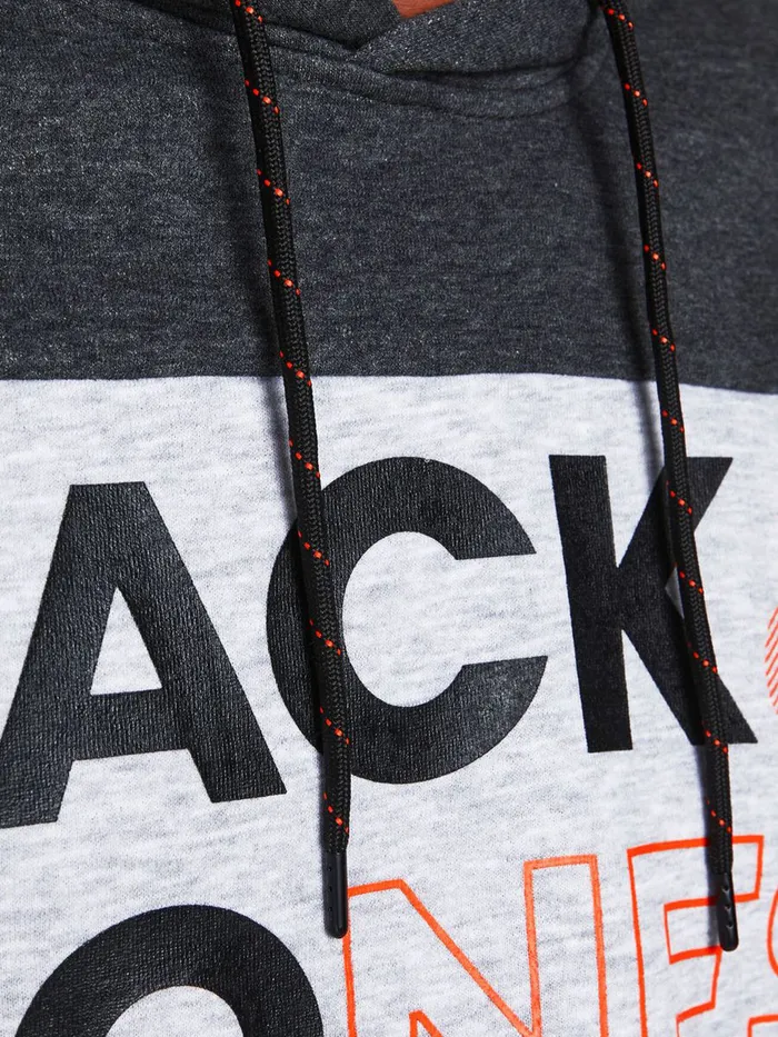 Sweatshirts JACK and JONES Mens LOGO HOODIE Grey Dark Grey Melange Popular