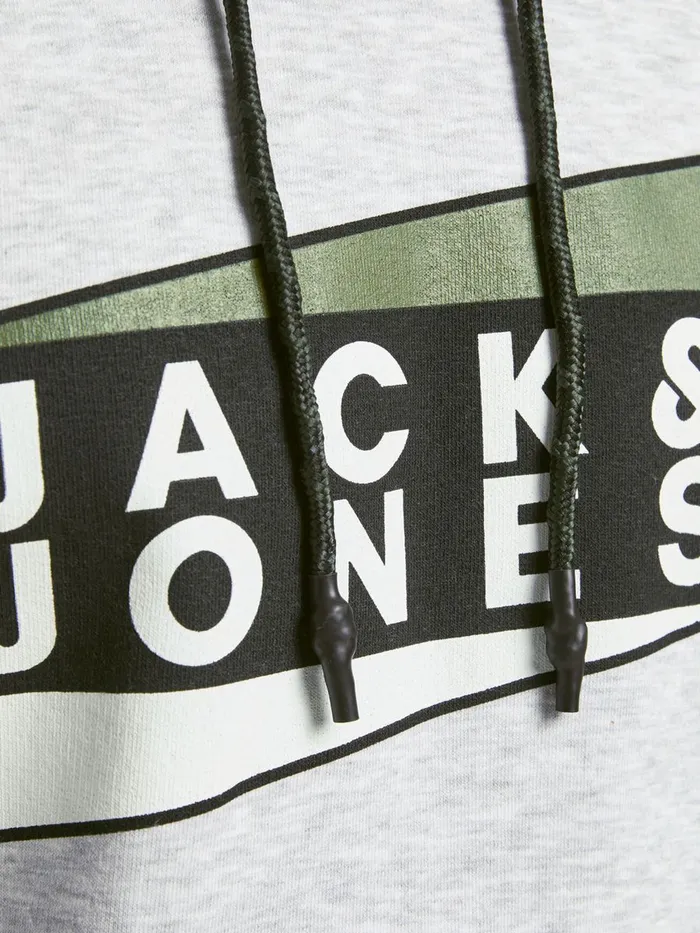 Sweatshirts JACK and JONES Mens LOGO HOODIE Grey Light Grey Melange Near Me