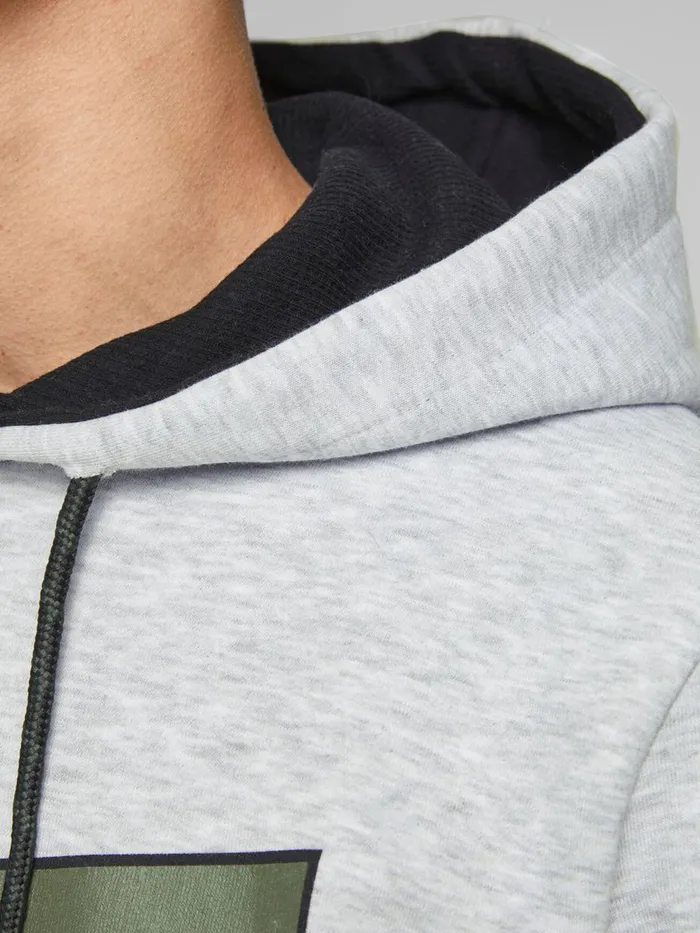 Sweatshirts JACK and JONES Mens LOGO HOODIE Grey Light Grey Melange Near Me