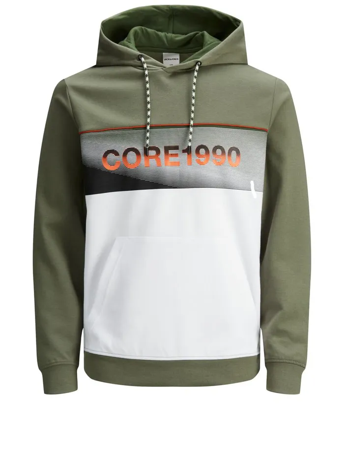 Sweatshirts JACK and JONES Mens LOGO KANGAROO POCKET HOODIE Green Deep Lichen Green Popular Sweatshirts JACK and JONES Mens LOGO KANGAROO POCKET HOODIE Green Deep Lichen Green Popular