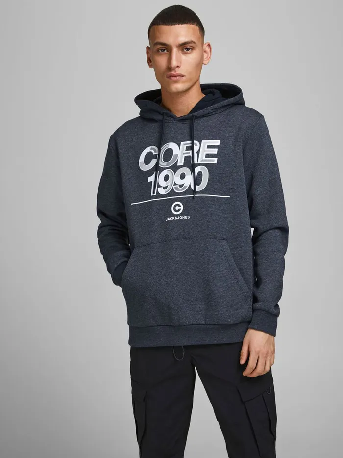 Sweatshirts JACK and JONES Mens LOGO LOOPBACK HOODIE Blue Navy Blazer Cheap On Sale Sweatshirts JACK and JONES Mens LOGO LOOPBACK HOODIE Blue Navy Blazer Cheap On Sale