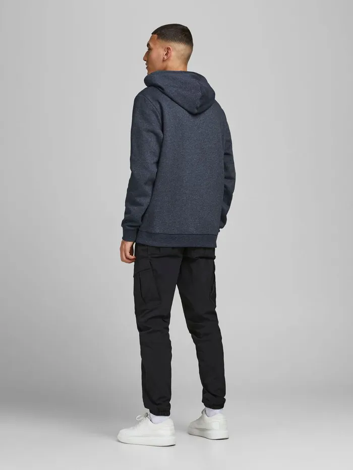 Sweatshirts JACK and JONES Mens LOGO LOOPBACK HOODIE Blue Navy Blazer Cheap On Sale