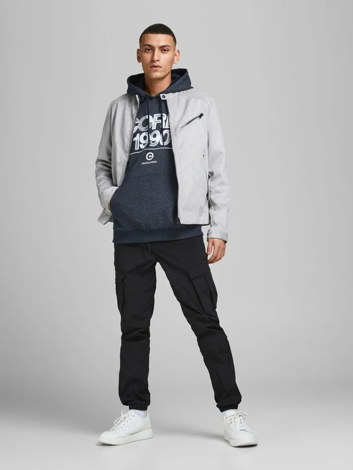 Sweatshirts JACK and JONES Mens LOGO LOOPBACK HOODIE Blue Navy Blazer Cheap On Sale