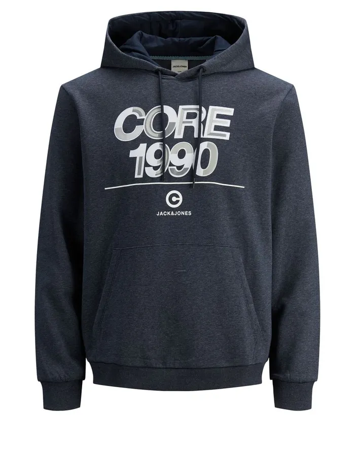 Sweatshirts JACK and JONES Mens LOGO LOOPBACK HOODIE Blue Navy Blazer Cheap On Sale